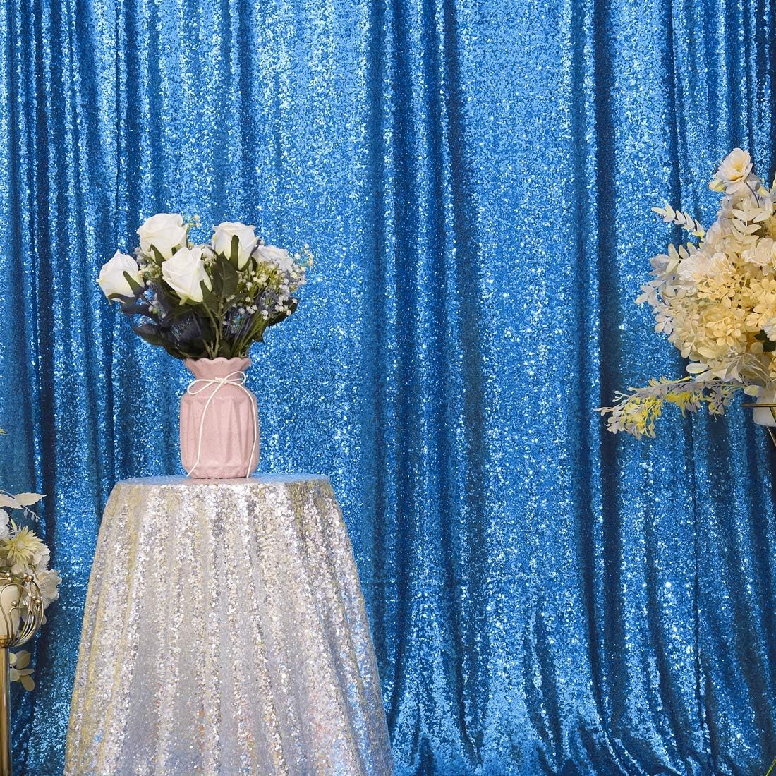 Eternal Beauty Turquoise Sequin Backdrop, 10x10 Ft Glitter Background Curtains for Shimmer Photography Party Wedding Birthday Back Drop Decor