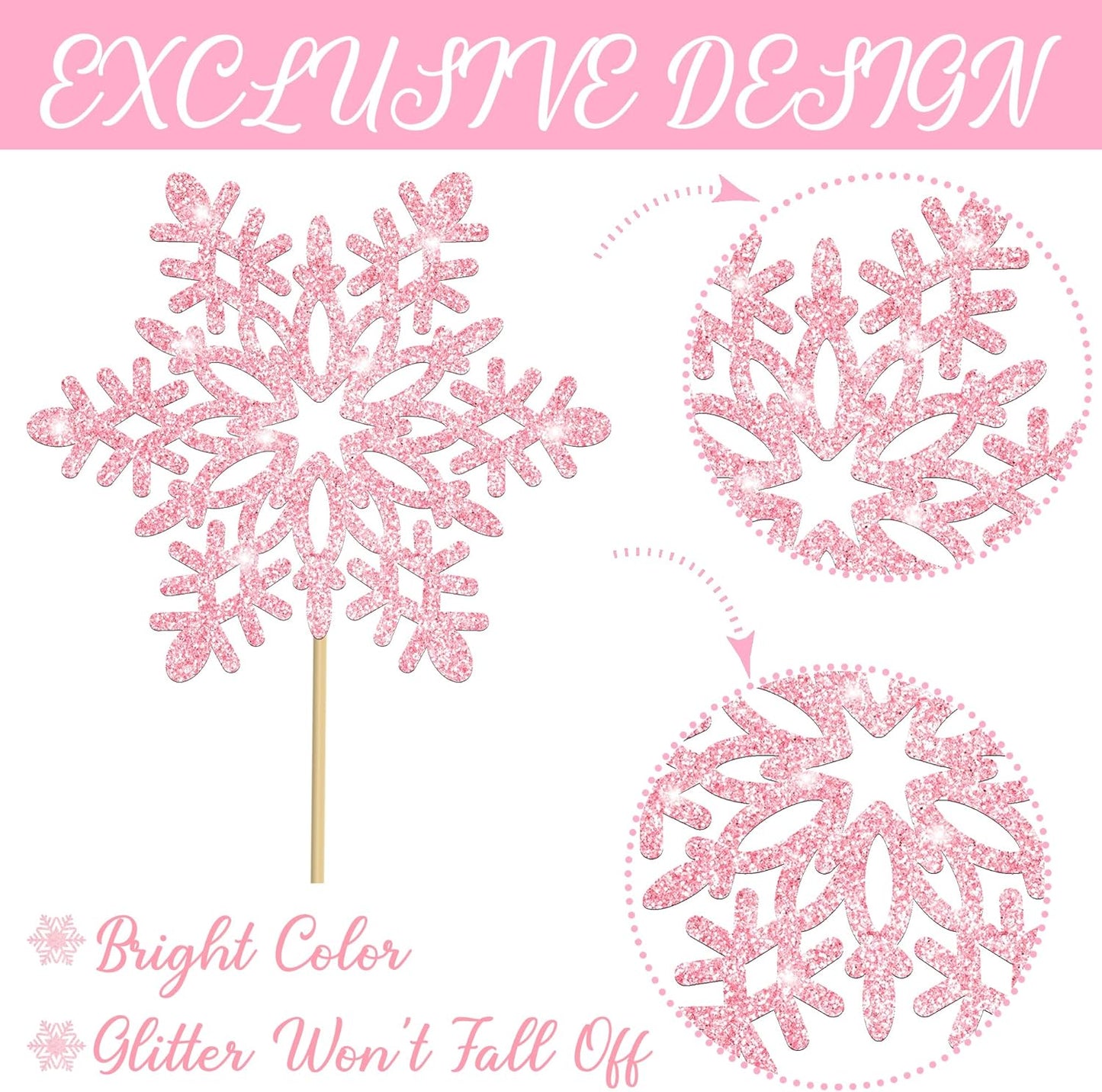 Snowflake Centerpiece Sticks Winter Frozen Theme Party Decorations 12PCS Glitter Snowflakes Table Toppers Ice Snowflake Centerpieces for Christmas Holiday Birthday Party Baby Shower Supplies