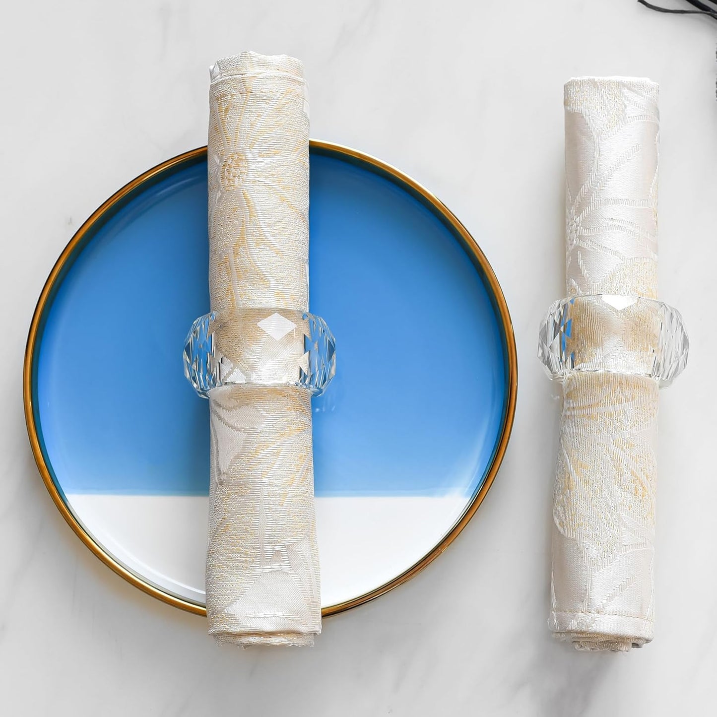 kitCom Crystal Napkin Ring Holders Set of 12, Luxury Crystal Napkin Holder Rings, Diamond-Shaped Design, Napkin Buckles for Holiday Decor, Wedding, Christmas, Dinner Table, Thanksgiving (Pack of 12)