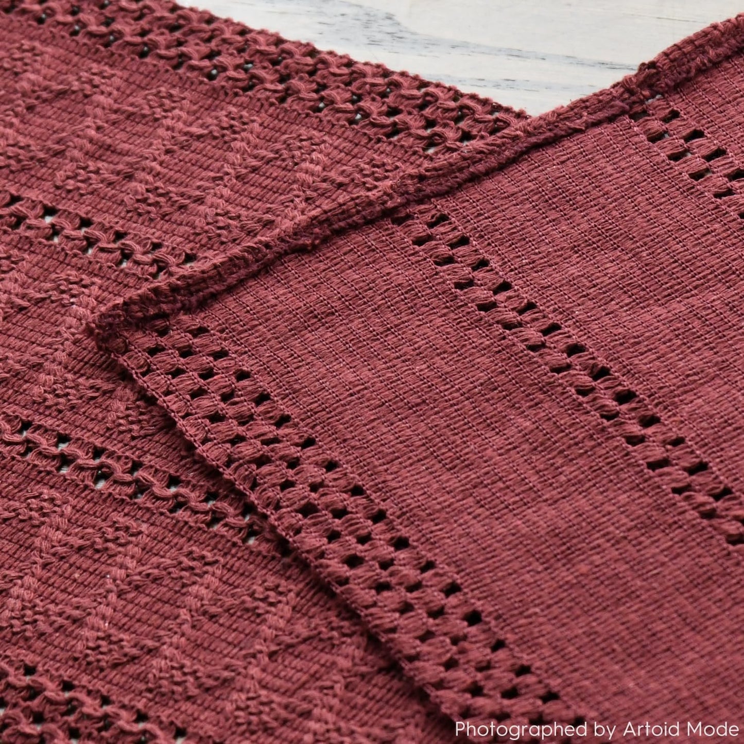 Artoid Mode Red Farmhouse Woven Rustic Hollow Table Runner, Seasonal Holiday Hollow Kitchen Dining Table Decoration for Home Party Decor 12x108 Inch