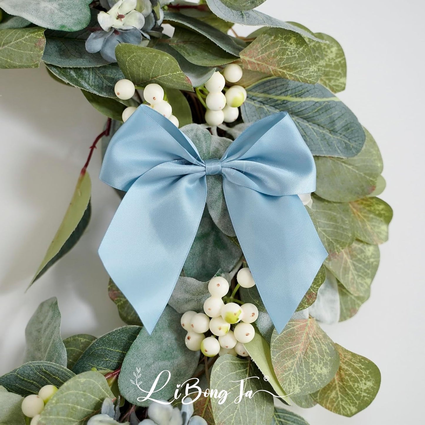 5'' Dusty Blue Bow Party Decorations Satin Bows, Twist Tie Bows for Treat Bags, Cake Pops, Pre-tied Bow Premade Ribbon Bows for Crafts, Holiday Bows for Gift Wrapping, Wedding Decor-24 Counts