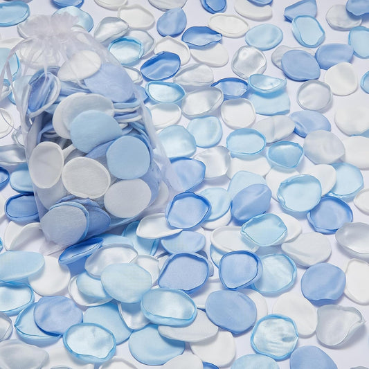 Serwalin 300Pcs Silk Rose Petals Flower Petals for Christmas Weddings Proposal Blue and White Petals Flower Girl Petals Aisle Flower Girl Basket Runner Bridal Shower Table Decor (3 Color Mixes)