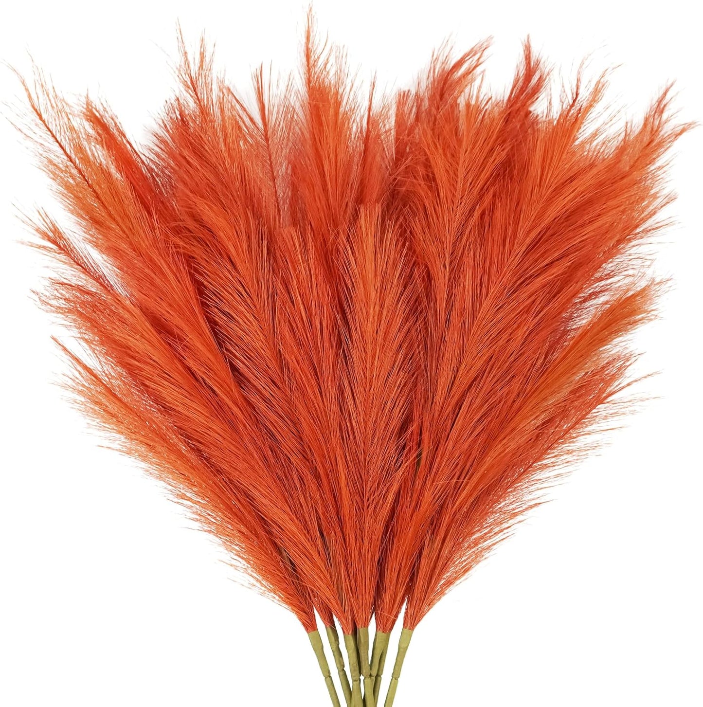 8pcs Orange Pampas Grass Tall, 35" Fluffy Faux Colored Pompas Grass Artificial Orange Pampas Stems Vase Filler Fall Flower Arrangement for Home Wedding Centerpieces Autumn Bohe Decor