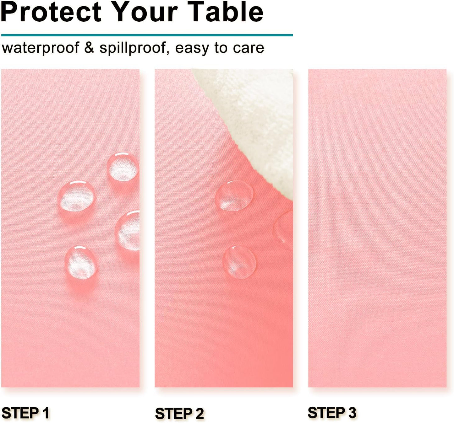 Hiasan Rose Pink Rectangle Tablecloth - Waterproof and Spillproof Washable Fabric Table Cloth for Dining Room Kitchen Party and Outdoor, 60 x 84 Inch