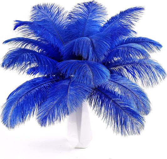 THARAHT Blue Ostrich Feathers 24pcs Natural Bulk 10-12Inch 25cm-30cm for Crafts Wedding Party Centerpieces Easter Gatsbi and Home Decoration Feathers
