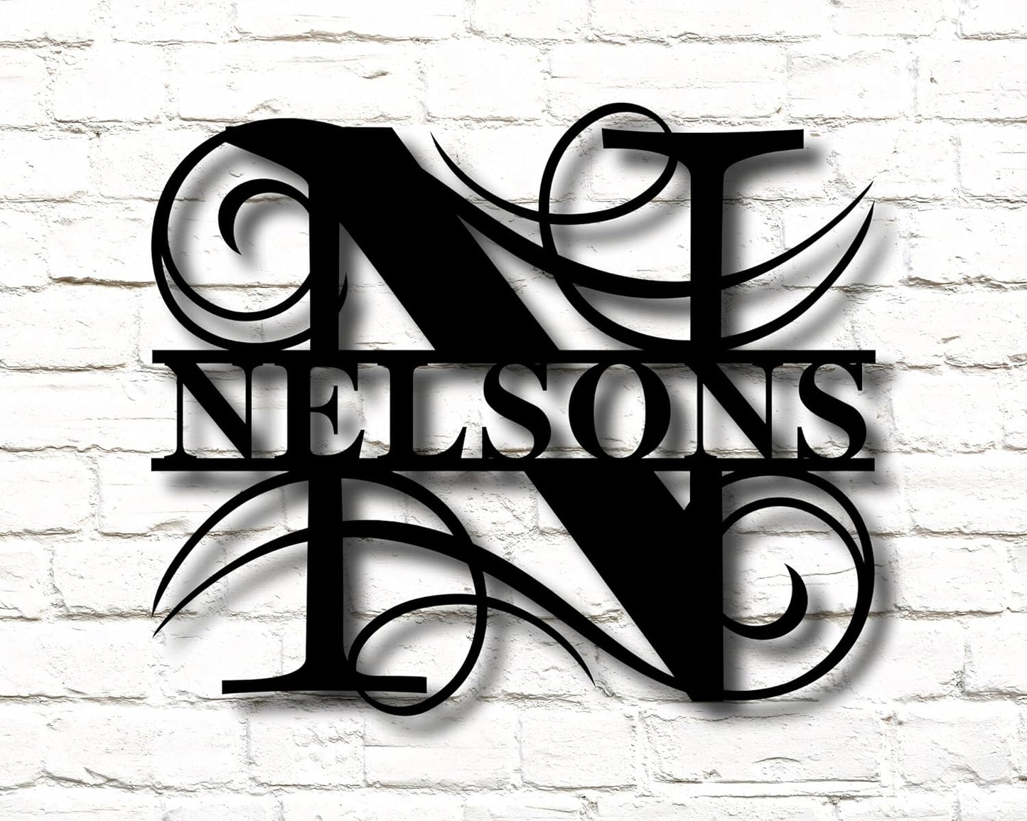 Personalized Metal Name Signs, Split Letter Monogram Wall Decor, Custom Last Name Sign, Family Name Sign for Outdoor, Personalized Wedding Gift, Garden Decor, Metal Wall Art, Housewarming Gift (MonogramDesign_6)