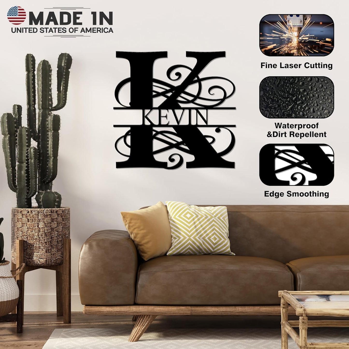 Custom Signs Outdoor Metal, Personalized Name Sign, Family Last Name Sign Home Decor, Initial Monogram Wall Metal Art, Customized Christmas Wedding Housewarming Gifts