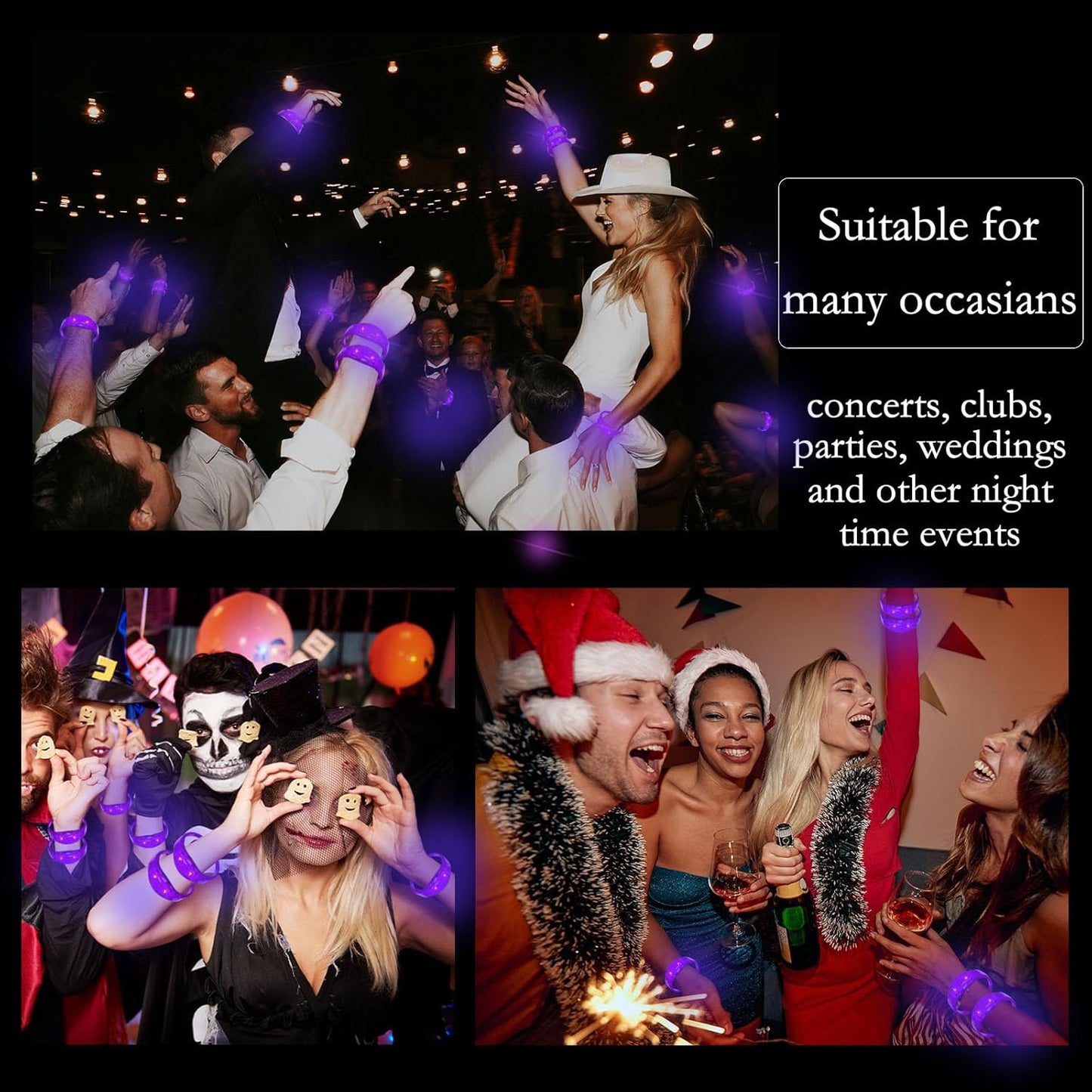 100 Pcs LED Bracelets Sound Activated with Flashing LED Strobe Music Control Light Up Bracelets for Rave, Game Prizes, Birthday Party Favor,Valentine's Day gift