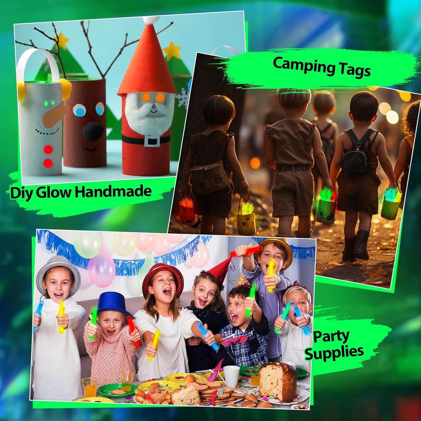 Lewtemi 50 Set 4'' Glow Sticks Bulk, Hallowee Glow in The Dark Party Supplies, Emergency Light Sticks with Lanyard, for Birthday, Light up, Neon, Halloween Theme Party Favors