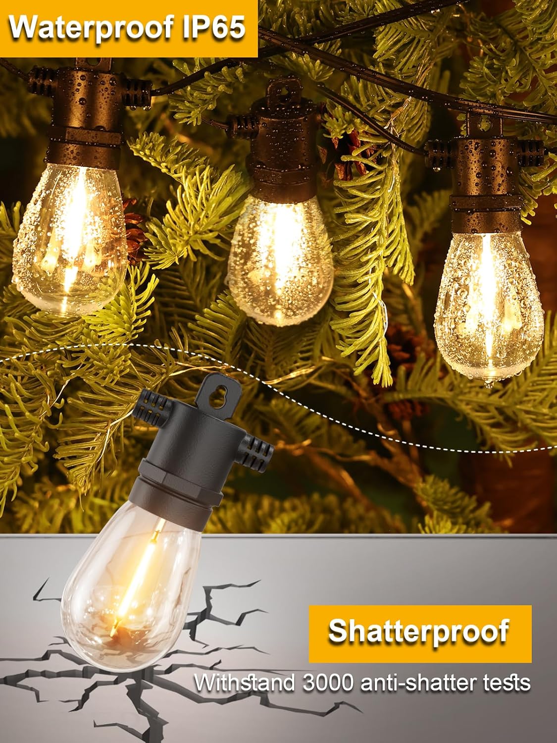 Svater Outdoor String Lights 300 FT, Patio Lights for Outside with Shatterproof Bulbs, Waterproof IP65 Commercial Hanging Light for Backyard Porch Balcony Bistro Party, 2700K