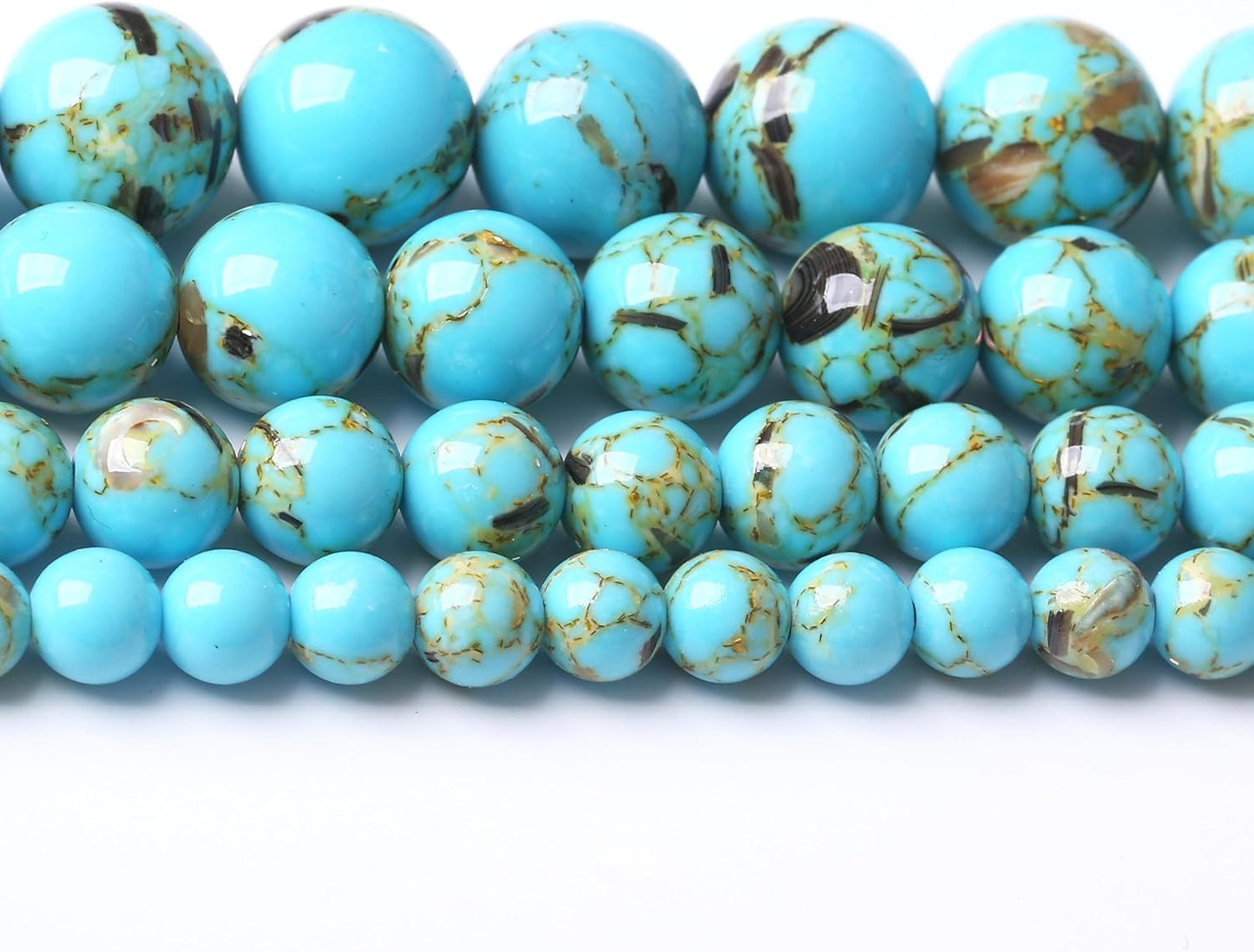Blue Shell Turquoise Stone Beads Gemstone Round Crystal Energy Jade Beads Stone Beads for Jewelry Making DIY Bracelet Necklace Jewelry Making 1 Strand 15.5inch 60PCS 6MM