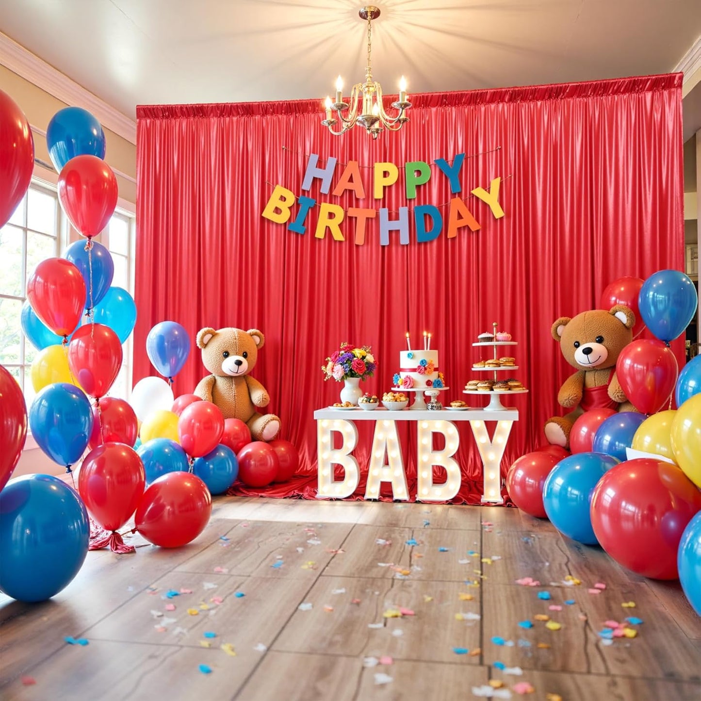 10x10 ft Red Sequin Backdrop Curtain Panels for Parties, Wrinkle Free Glitter Photo Backdrop Drapes 2 Panels 5x10FT Shimmer Back Drop Cloth for Wedding Birthday Christmas Photography Background