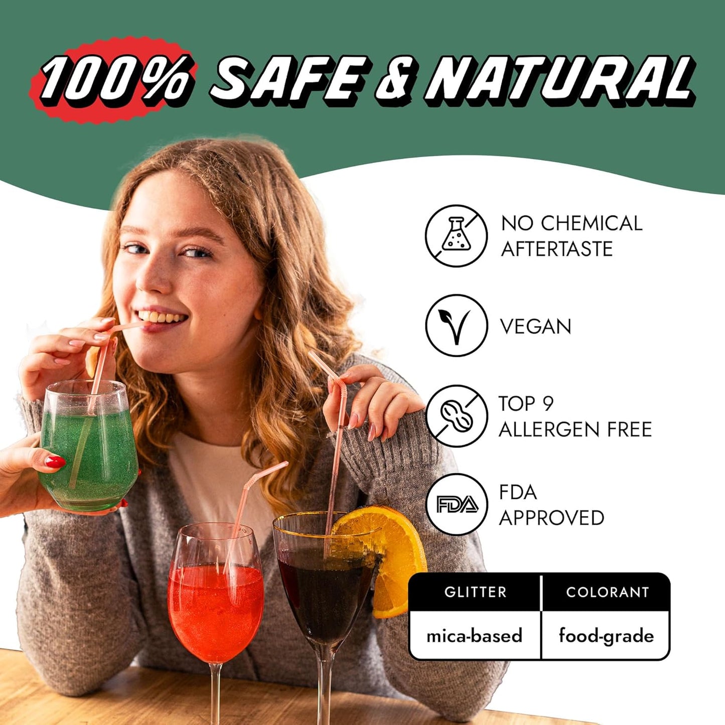 MONÉGASQUE Emerald Green Edible Glitter for Drinks 10g – Green Edible Glitter for Cakes & Cocktails – Halloween Food Coloring Spray for Cake Decorations – Drink Shimmer Powder – Cake Sprinkles