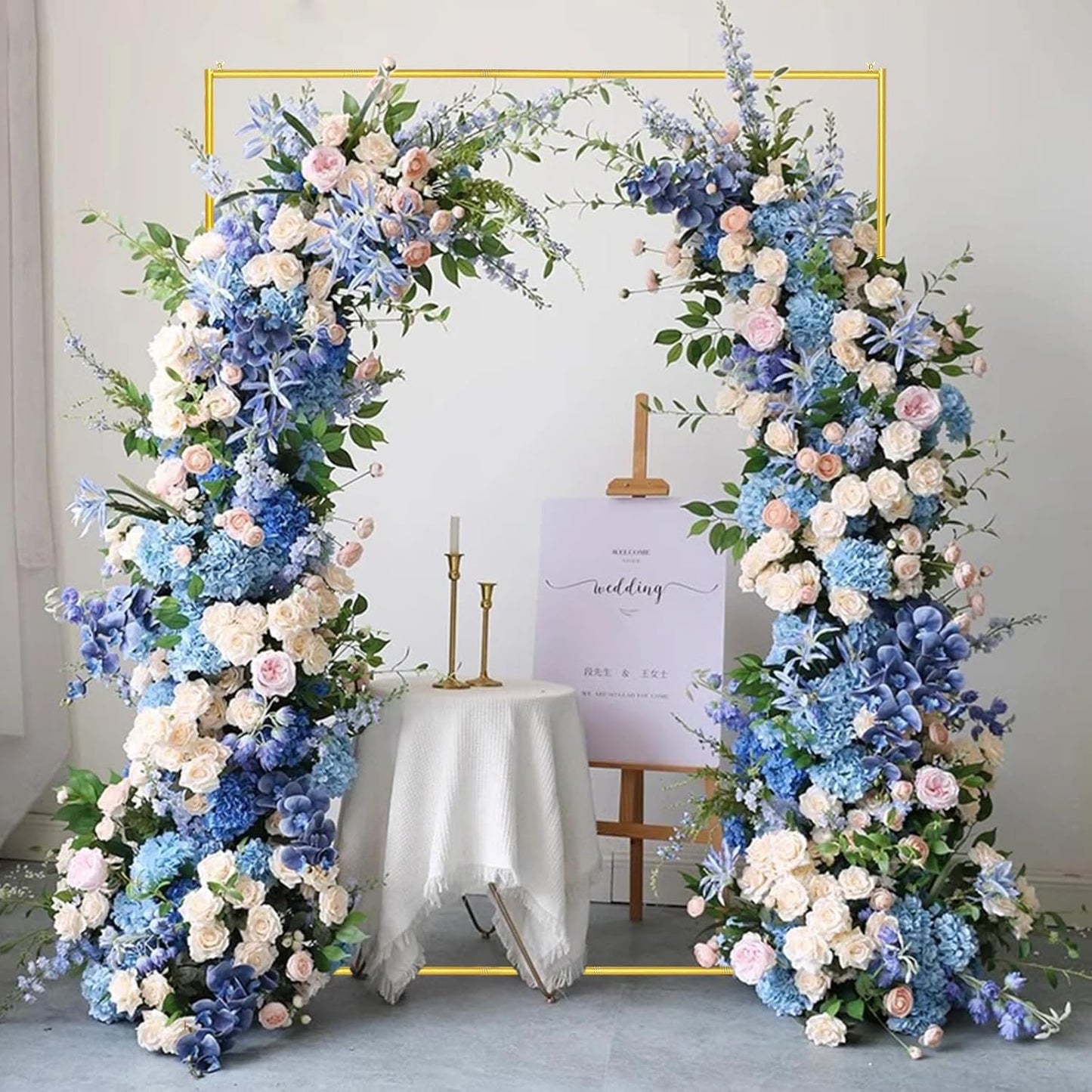 Metal Wedding Arch Backdrop Stand 6.6x5 FT Gold Square Balloon Arch Frame for Wedding, Birthday Party, Baby Shower Ceremony Decoration