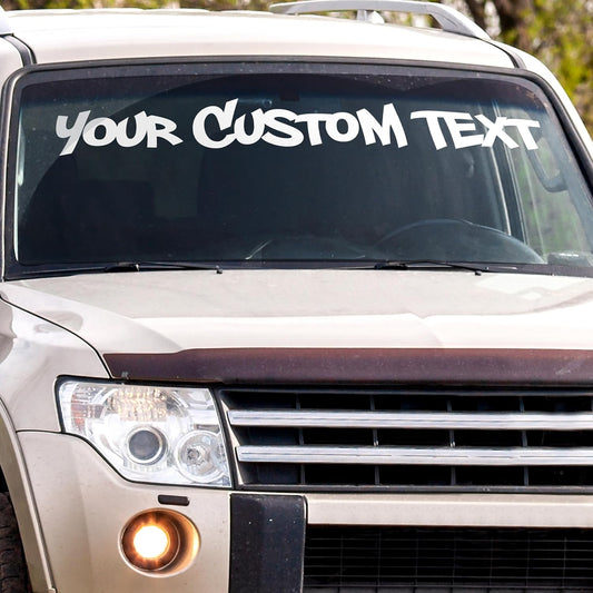 Custom Windshield Decal - Custom Decals for Cars, Truck, Window Lettering - UV Resistant Window Decals for Vehicles - Custom Car Decal Text Banner - Custom Windshield Sticker, Car Truck, SUV
