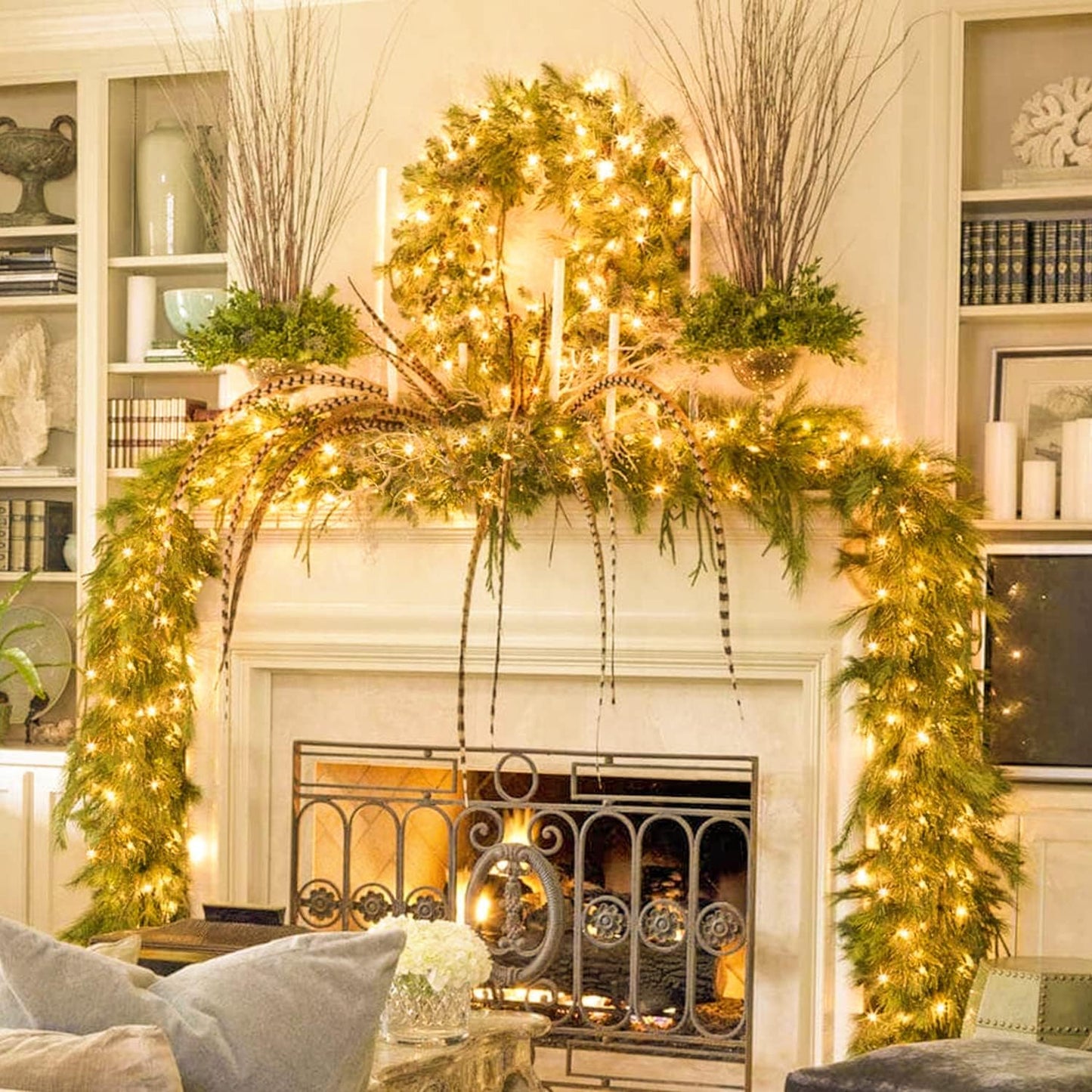 JMEXSUSS Connectable Warm White Christmas Lights Indoor Outdoor, 91.5ft 250 LED Christmas String Lights, 8 Modes Twinkle Fairy String Light Plug in for Tree Party Decoration