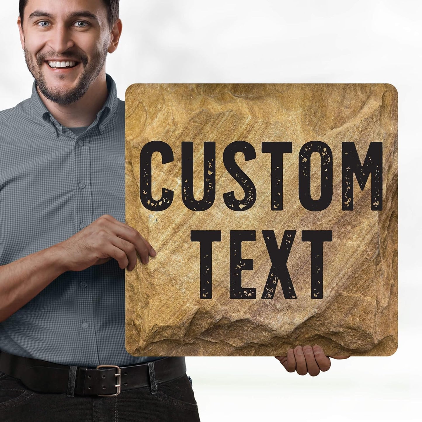 Custom Sign, Custom Street Sign, 11 Font Colors, 13 Font Styles, 4 Hole Options, 22 Sizes, 18x18 Inches, Rust Free DiBound, Fade Resistant, Made in USA by My Sign Center (Stone)