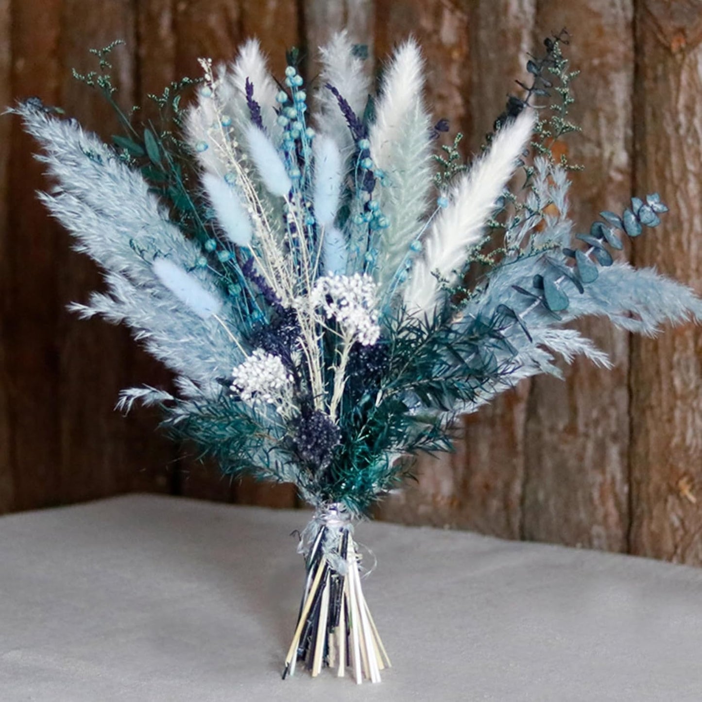 Pampas Grass Decor Dried Flowers with Blue Pampas Grass Boho Floral Arrangements for Home Office Wedding Centerpieces Rustic Blue Flowers Decor