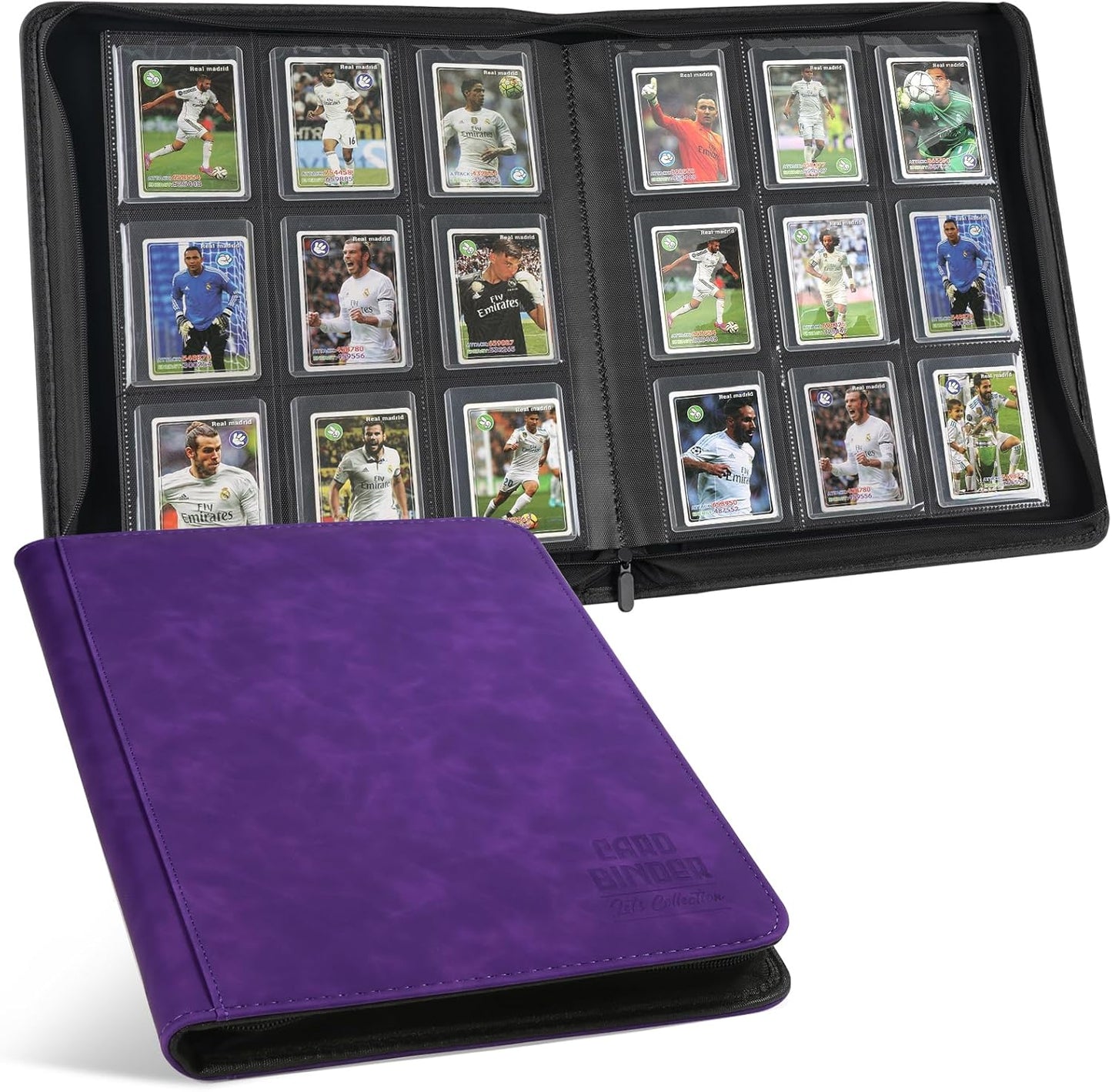 Toploader Binder with 9-Pocket Pages, Holds 288 "3×4" Rigid Toploader Hard Cases, Card Holder for Collectible Cards or Sports Cards, Durable Sleeves for Storage & Display (Purple)