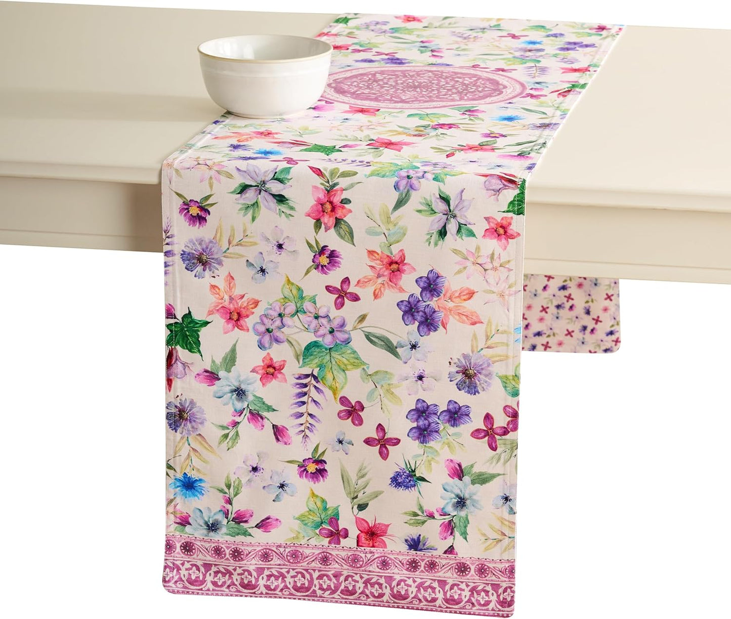 Maison d' Hermine Table Runner 100% Cotton Double Layer Table Runners 108 inches Long Decorative for Home Kitchen Dining Party Baby Shower Wedding Bridal Shower Spring Summer (Chardon, 14.50" x 108")