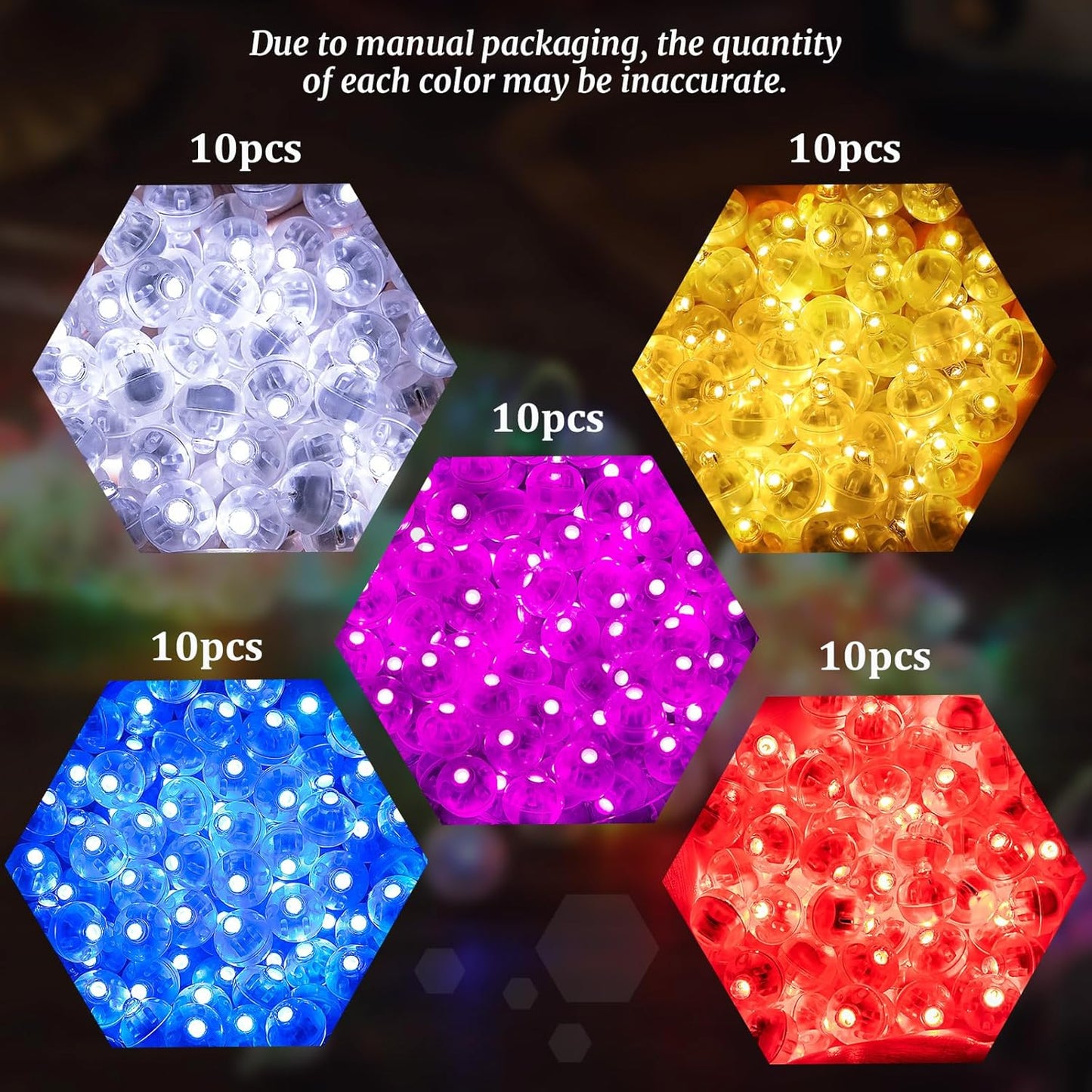 50pcs 5 Mixed Colors Balloon Lights, LED Assorted Colors Ball Lights, Mini Round LED Ball Lamp for Paper Lanterns, Balloons, Birthday Parties, Weddings, Halloween, Christmas Decorations