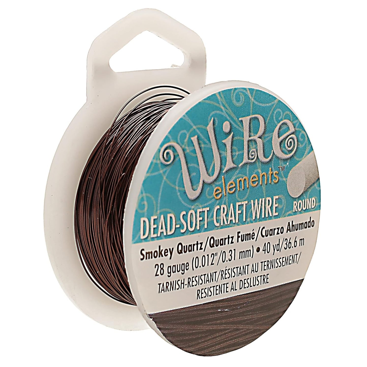 The Beadsmith Wire Elements Craft Wire – Tarnish Resistant, Soft Temper, Round, Smoke Quartz Color – 0.32mm, 28 Gauge, 40 Yard Spool – Jewelry Making, Wire Wrapping, & Other DIY Crafts