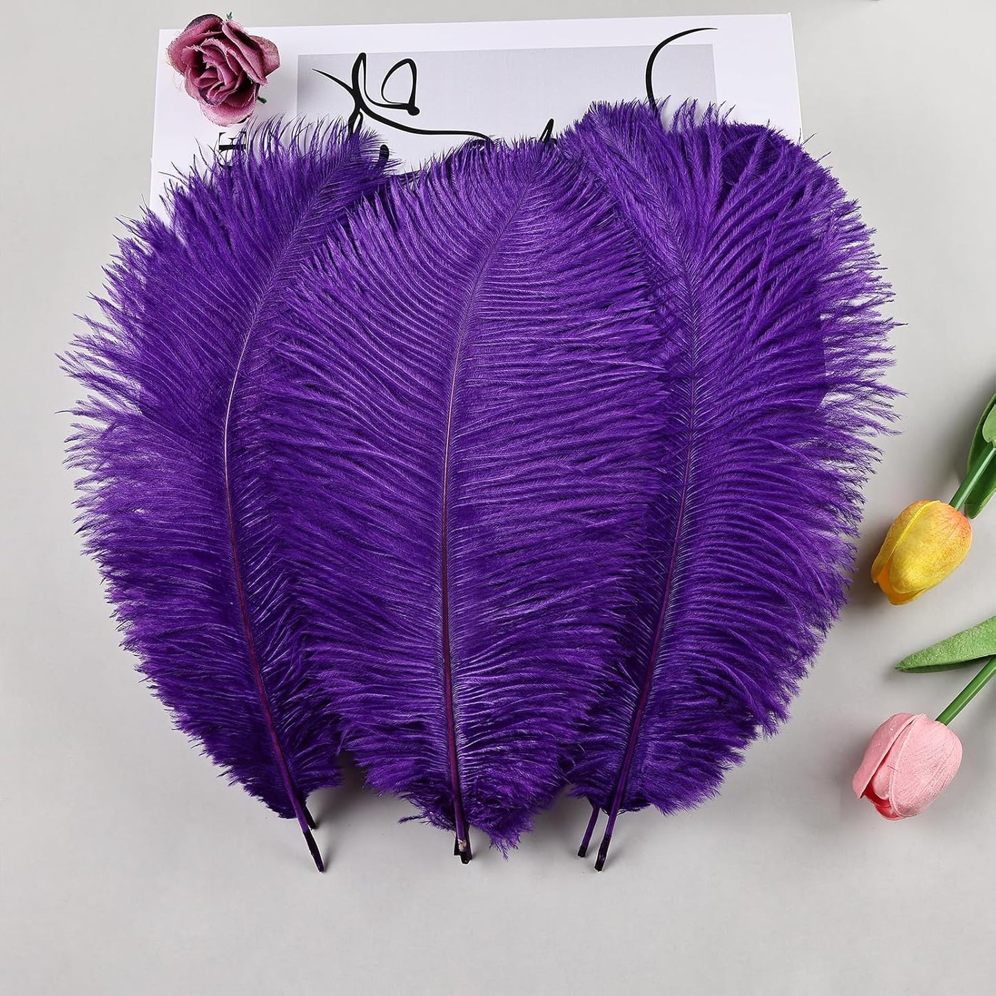 THARAHT Purple Ostrich Feathers 12pcs Natural Bulk 8-10Inch 20cm-25cm for Crafts Wedding Party Centerpieces Halloween and Home Decoration Feather