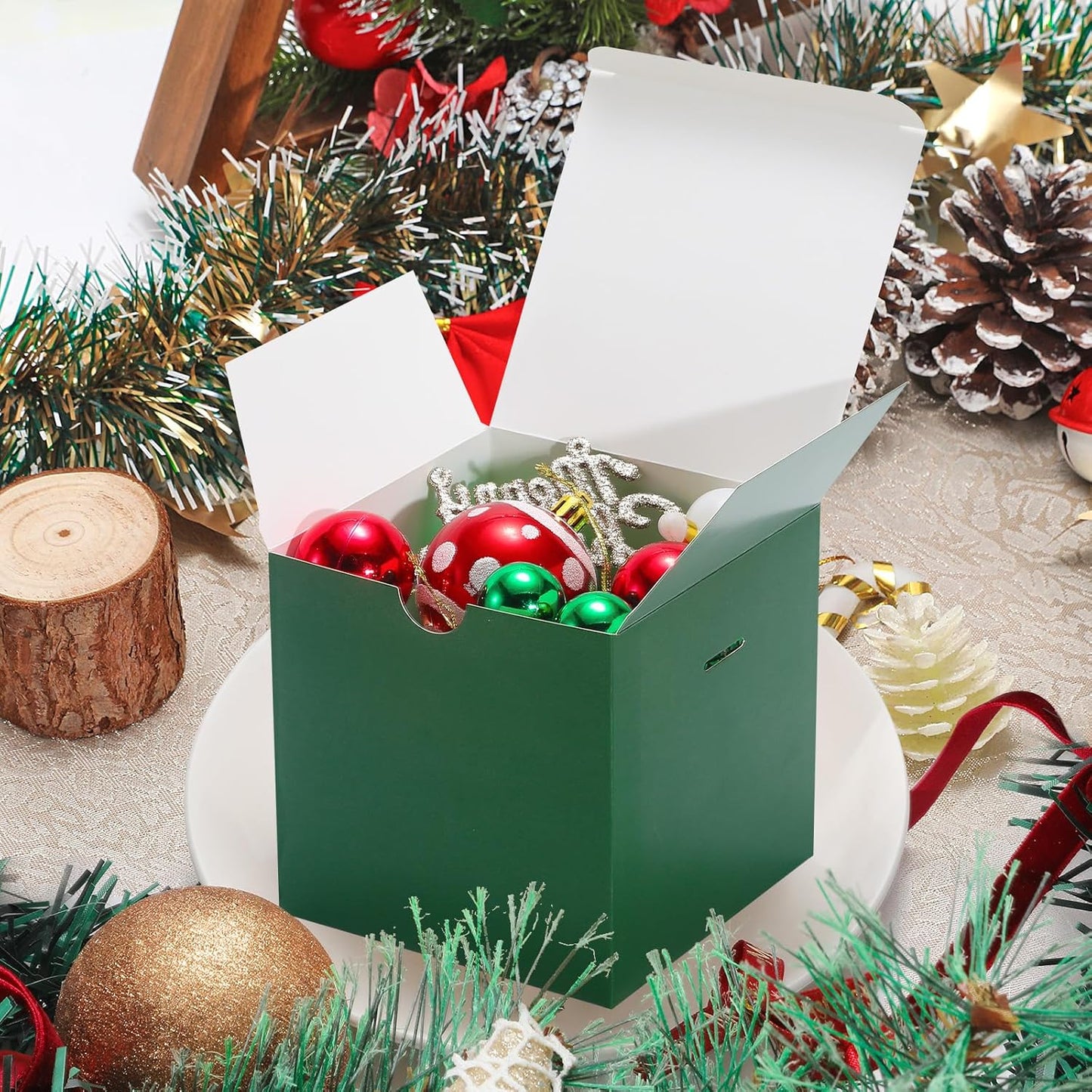 DOYIDE 20 Pack Small Gift Boxes, 6x6x6 Inch Green Elegant Paper Boxes with Ribbons, Christmas Gift Box Crafting, Wedding Party Favor, Cupcake, Candy, Bridesmaids Proposal Box