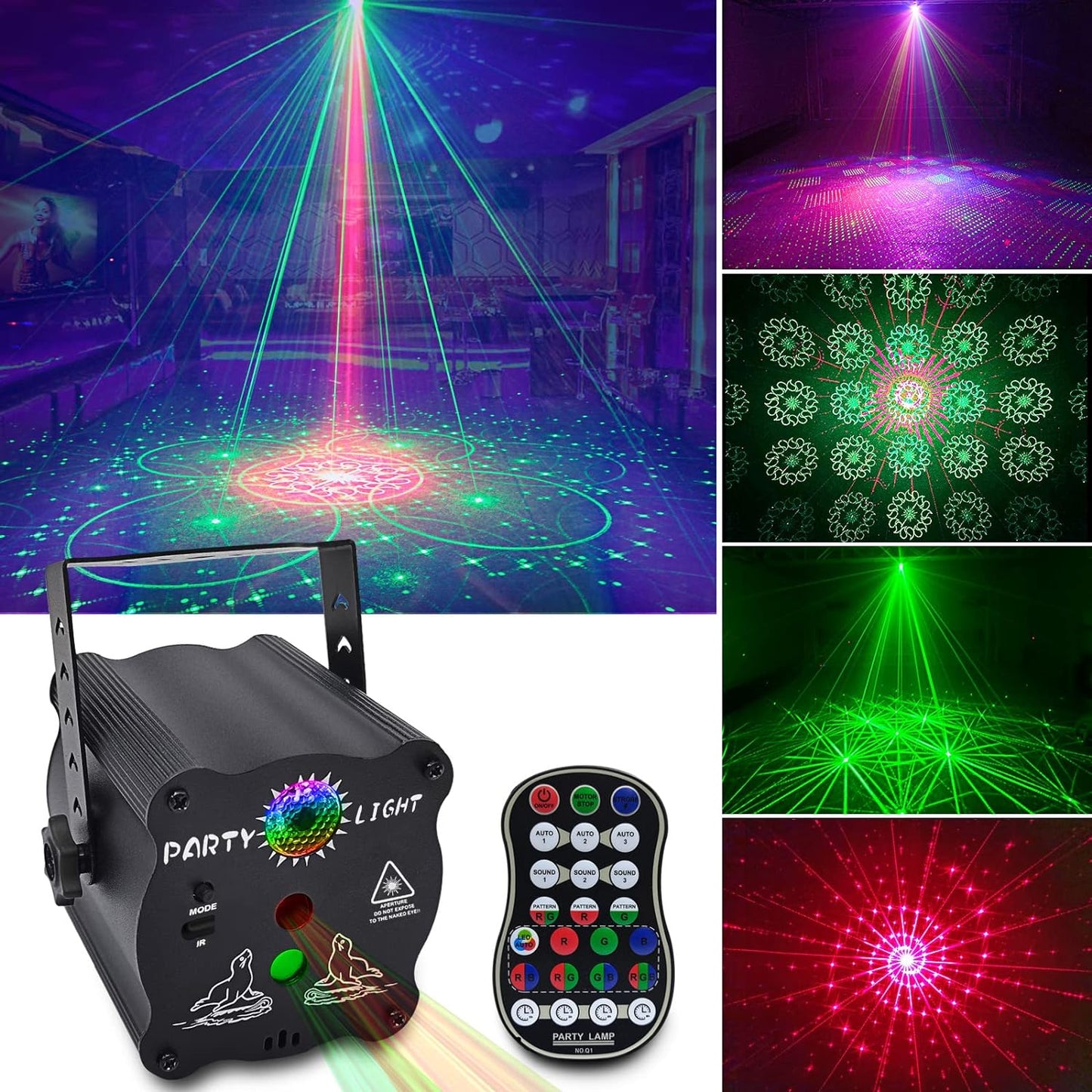 Party Lights DJ Disco Lights, Sound Activated with Remote Control for Dance Party Karaoke Living Room Pub