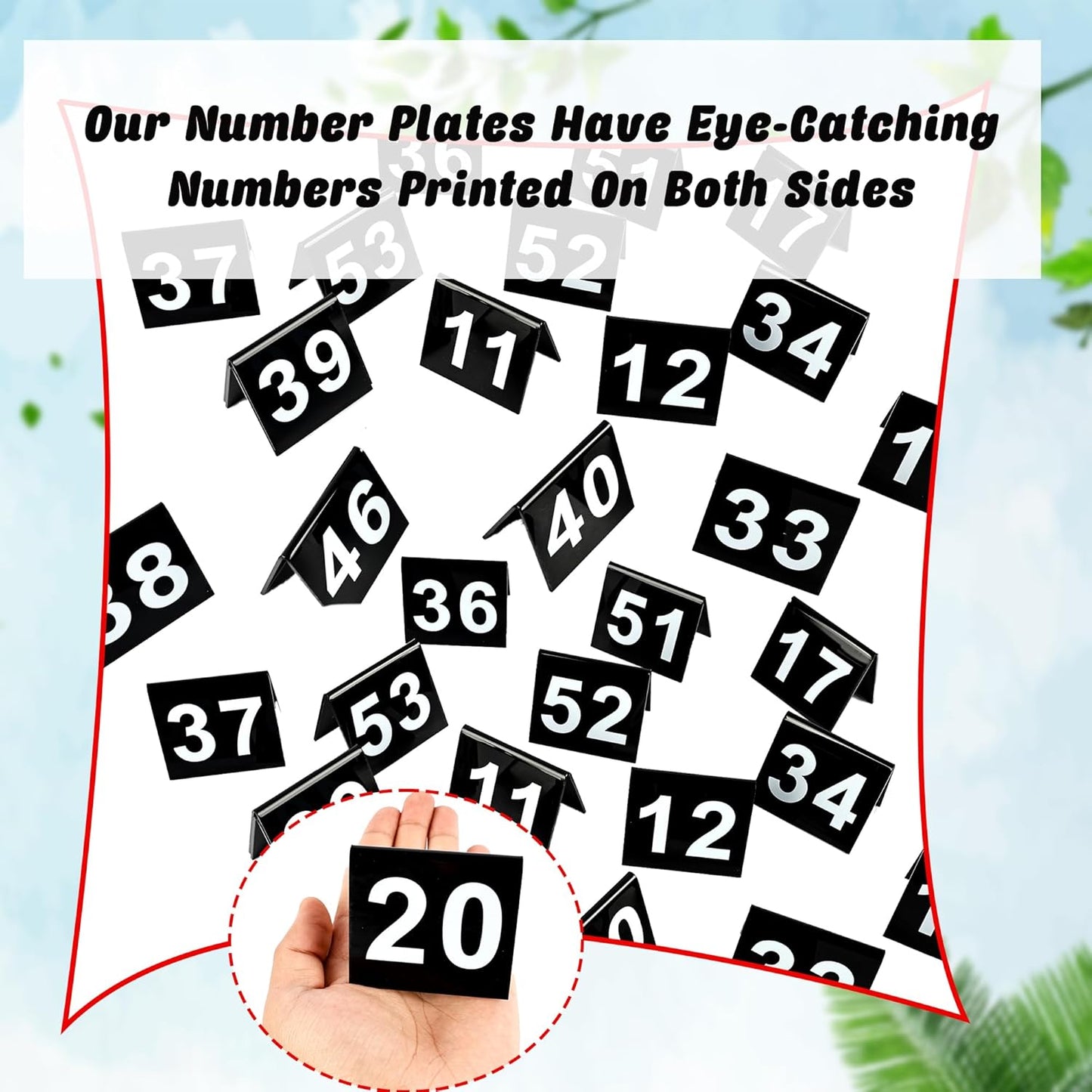 60 Pcs Black Acrylic Table Numbers 1-60 Double Sided Restaurant Table Order Number Wedding Numbers Cards for Party Banquets Service Receptions