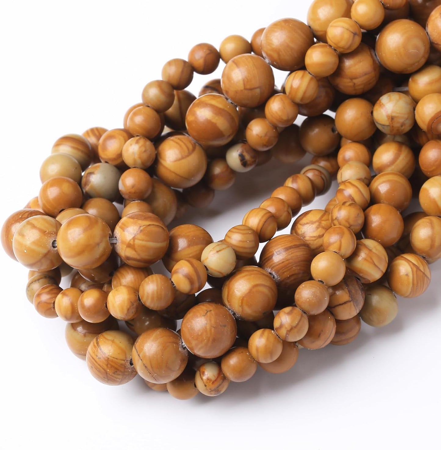 Yellow Woodgrain 4mm Stone Beads for Jewelry Making DIY Craft Gemstone Beads Kit (4mm, 88pcs) Smooth Healing Crystal Beads for Bracelets, Necklaces, Home Decor