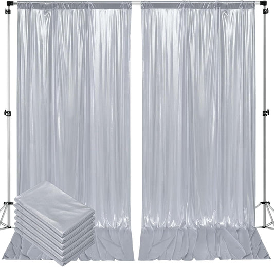 Outpain Thick 30 ft x 10 ft Silver Sequin Backdrop Curtain for Parties, Wrinkle Free Glitter Photo Backdrop Drapes 6 Panels 5x10ft Silver Back Drop Cloth for Wedding Christmas Photography Background