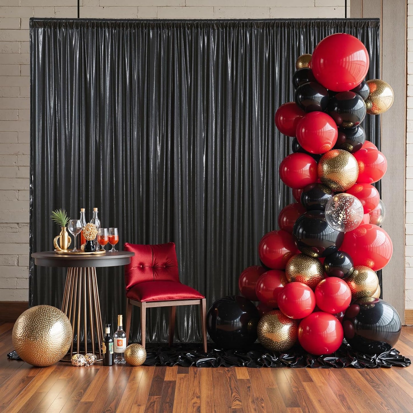 Outpain Thick 10 ft x 10 ft Black Sequin Backdrop Curtain for Parties, Wrinkle Free Glitter Photo Backdrop Drapes 2 Panels 5x10ft Black Back Drop Cloth for Wedding Christmas Photography Background