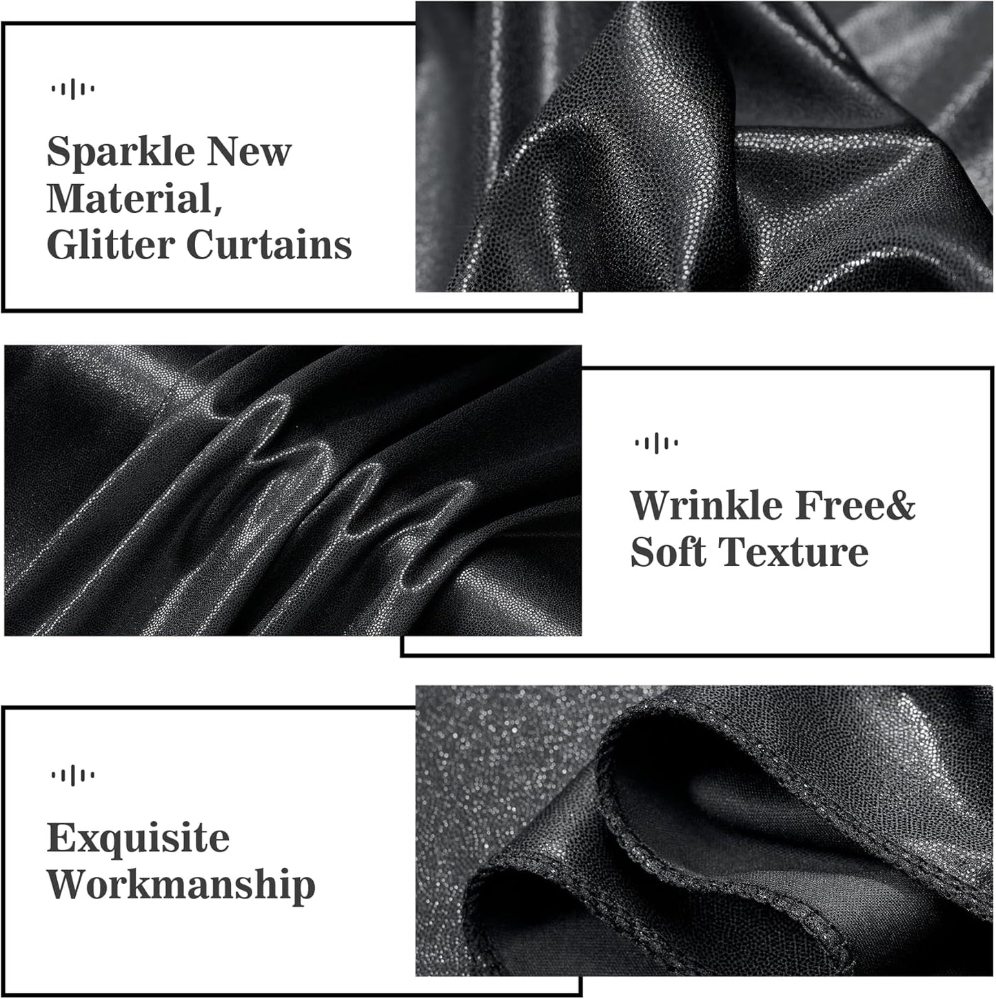 Outpain Thick 10 ft x 10 ft Black Sequin Backdrop Curtain for Parties, Wrinkle Free Glitter Photo Backdrop Drapes 2 Panels 5x10ft Black Back Drop Cloth for Wedding Christmas Photography Background