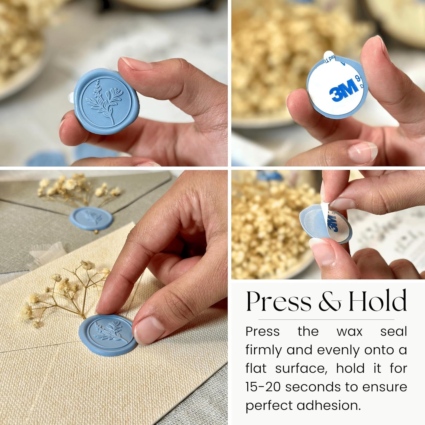 Wax Seal Stickers (60 Pcs, 3 Designs in 1 Pack) Premium Envelope Seal Stickers for Wedding Invitation Envelopes, Adhesive Wax Seals, Perfect for Seating Chart, Gift Wrapping