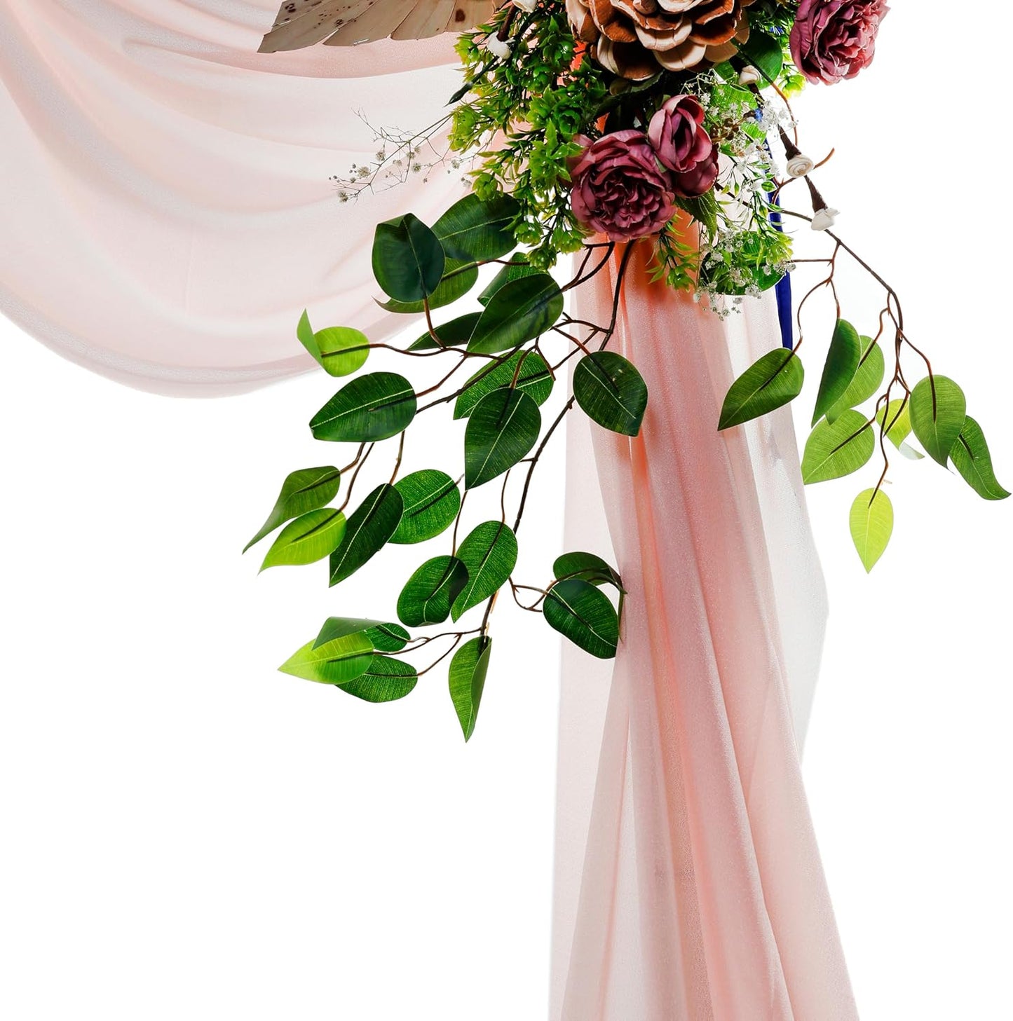 VDS Pack of 1 Panel (30 Inch X 30 Feet) Wedding Arch Draping Fabric Sheer Chiffon Fabric Drapery for Wedding Ceremony Reception Swag Backdrop Canopy Chuppah ARBO Altars Decoration (Dusty Rose)