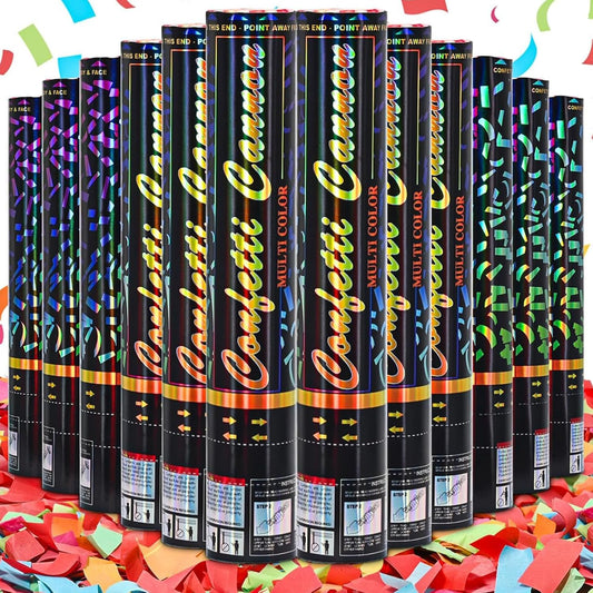 Confetti Cannon 12 Pack Party Poppers Multicolor Poppers 12Inch for Party Celebrations Confetti Popper Shooter Paper Confetti Cannon Bulk for Birthday Graduation Wedding Christmas NewYear