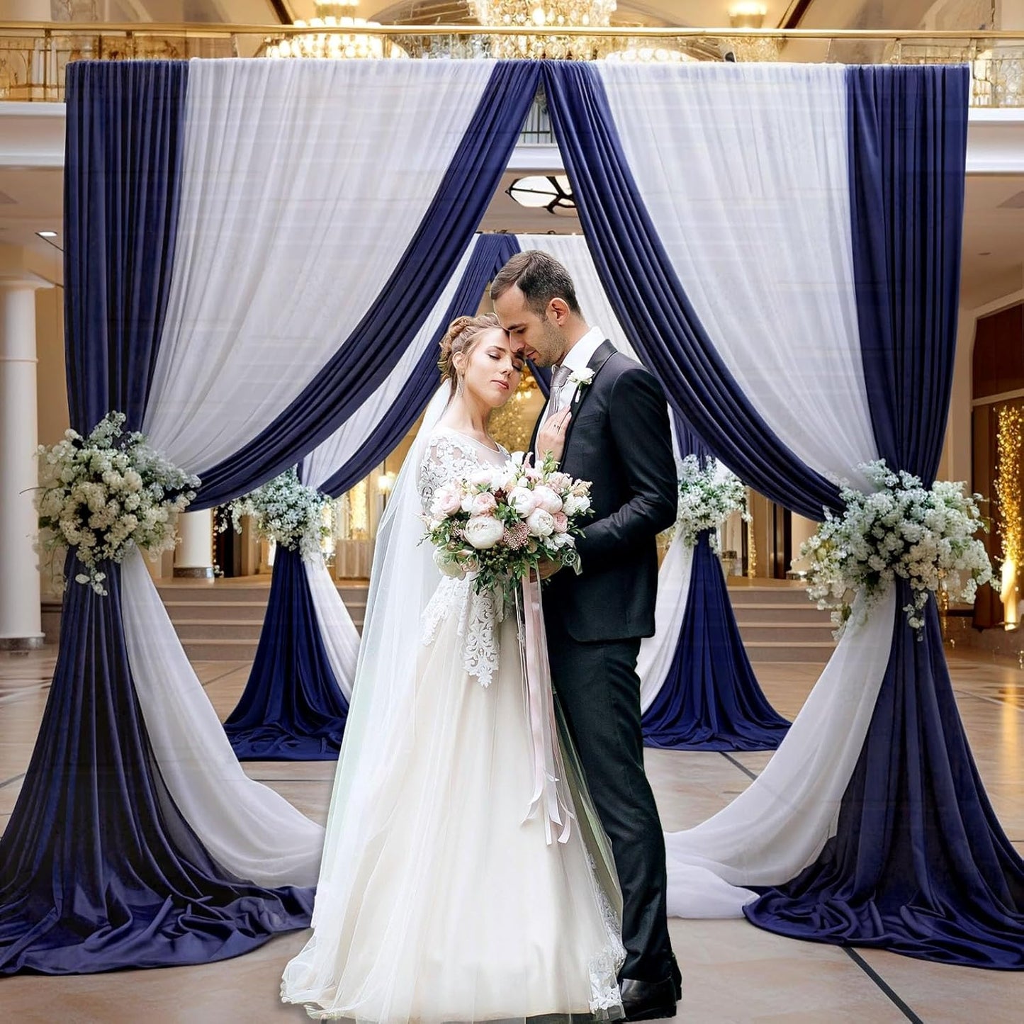 10 x 10 Feet Navy Blue Backdrop Curtain for Partie, Background Curtains for Photoshoot, Birthday, Wedding, Halloween, Thanksgiving, Christmas Day, New Year Party Decorations 5Ft x 10Ft, 2 Panels