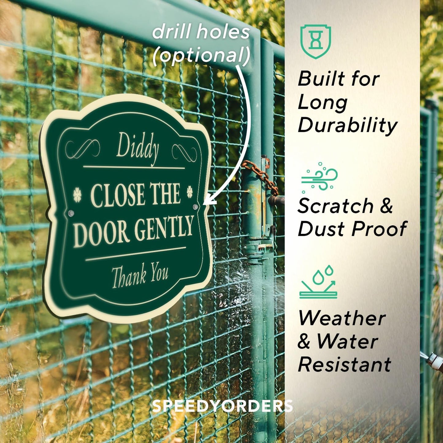 Custom Decorative Outdoor Metal Sign - Personalized Aluminum Driveway Sign, Waterproof, Made In USA - Design 3 Forest Green 36x24 In