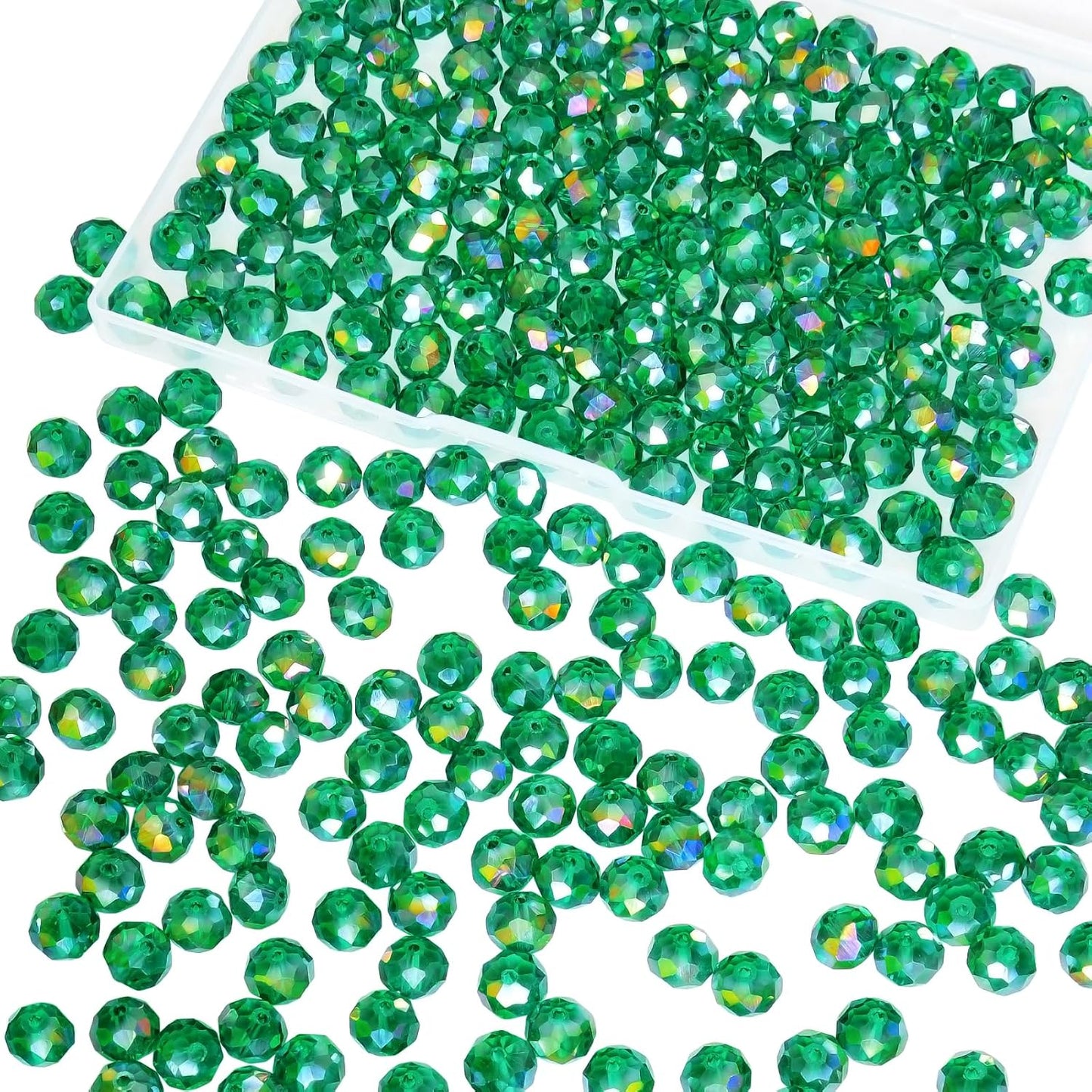 220Pcs 10mm Crystal Glass Beads for Jewelry Making Beads for Bracelets Necklace Pendants Making Supplies(Malachite Green)