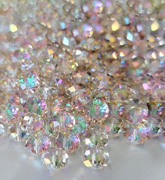500Pcs 6mm Crystal Glass Beads for Jewelry Making Beads for Bracelets Necklace Pendants Making Supplies(Silver Champagne)