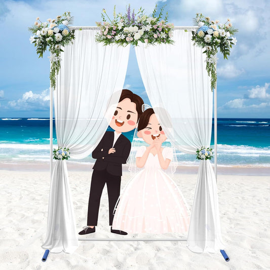 Metal Backdrop Stand 7*5FT Heavy Duty Wedding Arch, Extra-Wide Legs for Party Decor, Rustproof Portable Frame for Birthdays/Holidays/Wedding Ceremony Decorations (White)