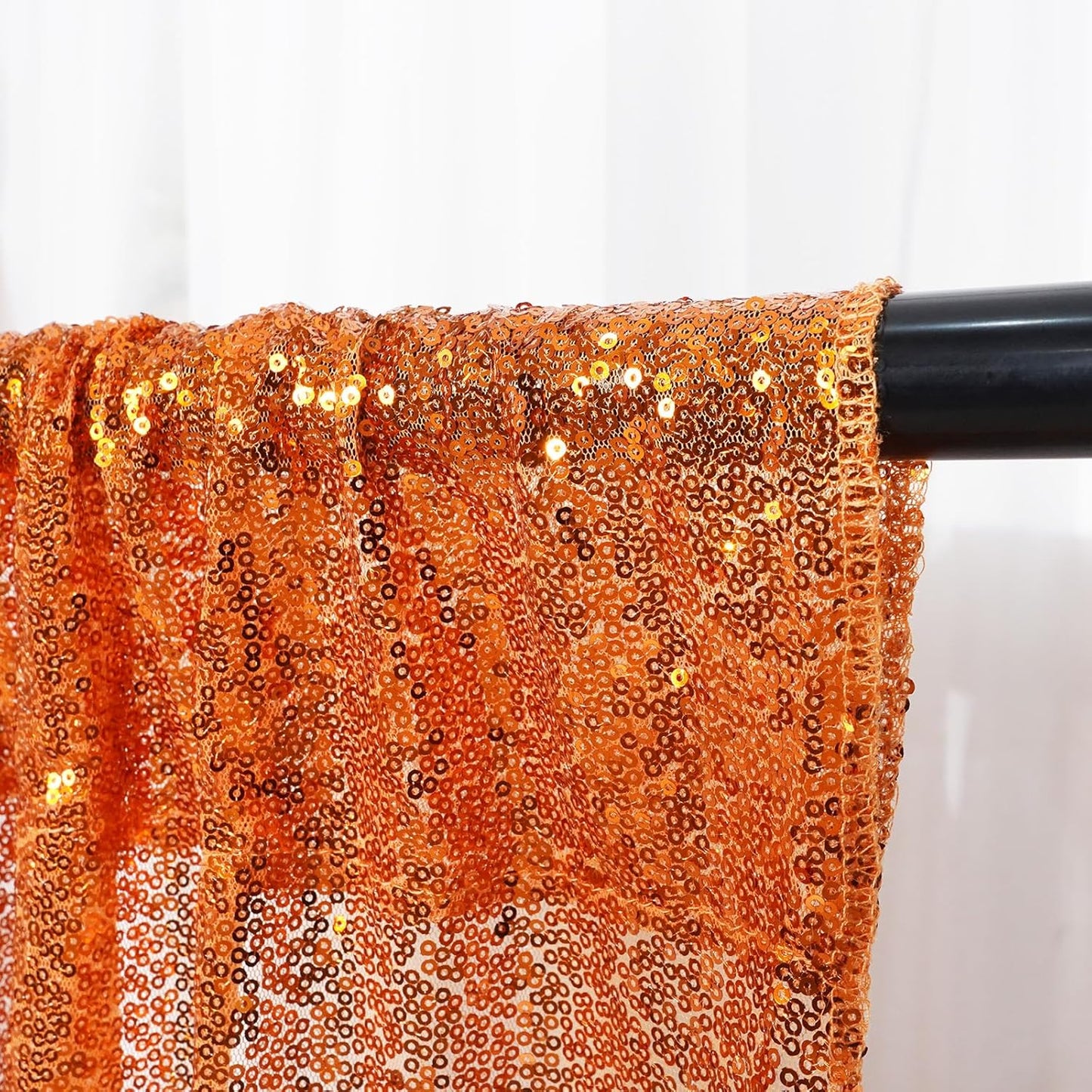Poise3EHome 6FT x 8FT Orange Sequin Photography Backdrop Curtain for Halloween Party Decoration