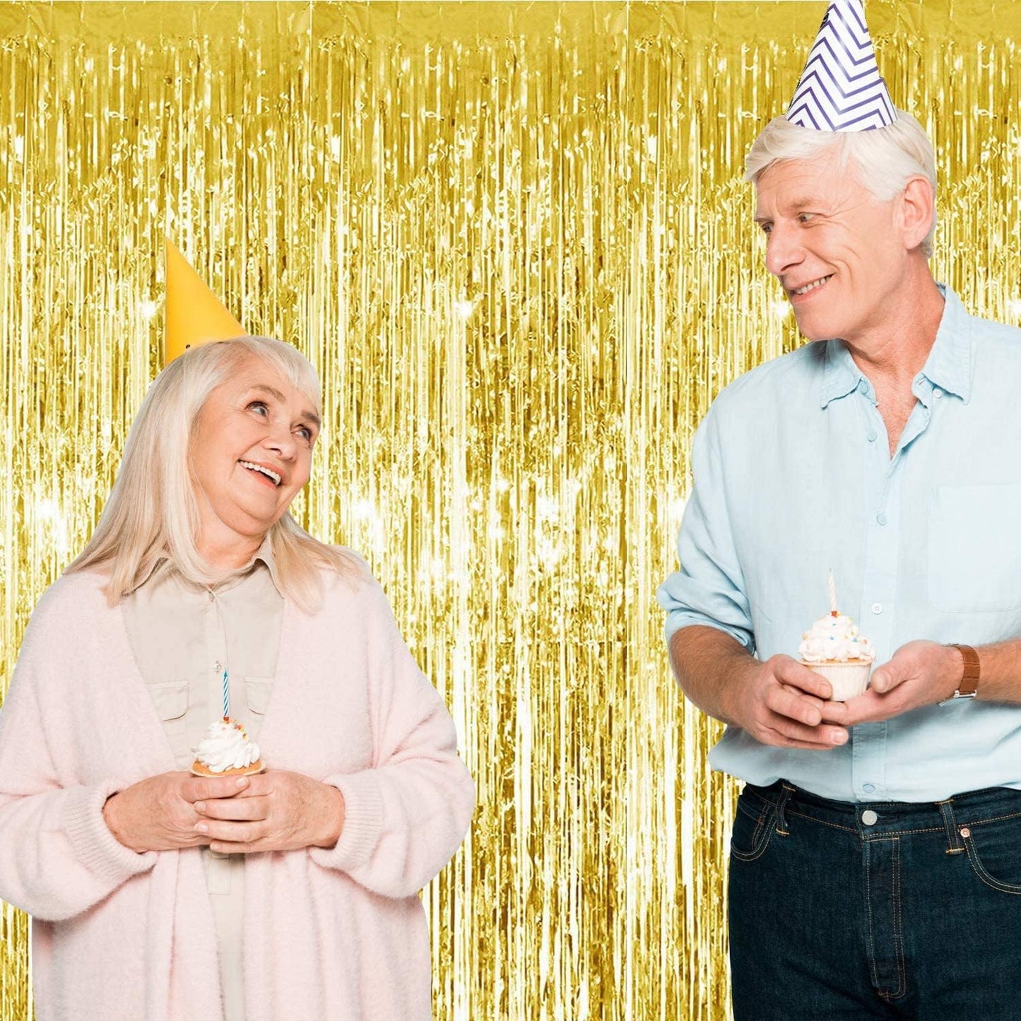 3Pcs Gold Metallic Tinsel Foil Fringe Curtains,3.2ft*8ft Gold Photo Booth Backdrop Streamer,Photo Booth Props,for Party Door Wall Curtains Bachelorette Birthday, Christmas,New Year Decorations