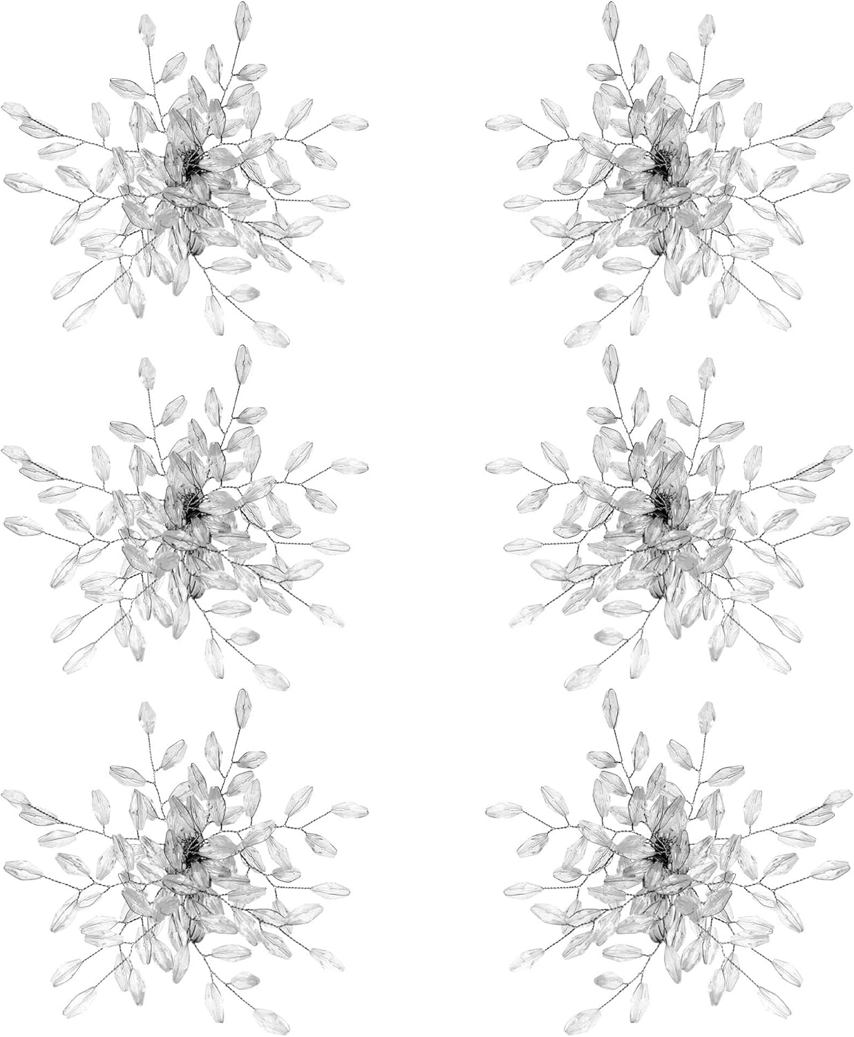 Napkin Rings Set of 6 for Dining Table Decoration Parties Everyday Metal Napkin Holder Leaf White (Pack of 6)