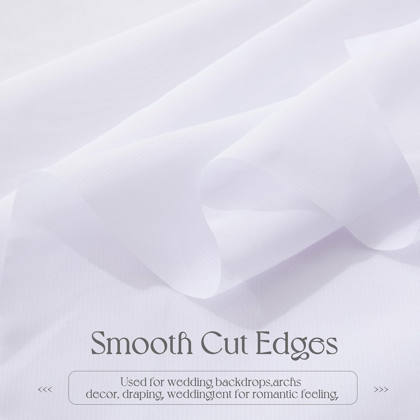 VACVELT Wedding Arch Draping Fabric - White Chiffon, 2 Panels Sheer Drapes, 30 Inch x 20ft Chiffon Backdrop Curtain, Outdoor Sheer Drapery for Ceremony Party Ceiling