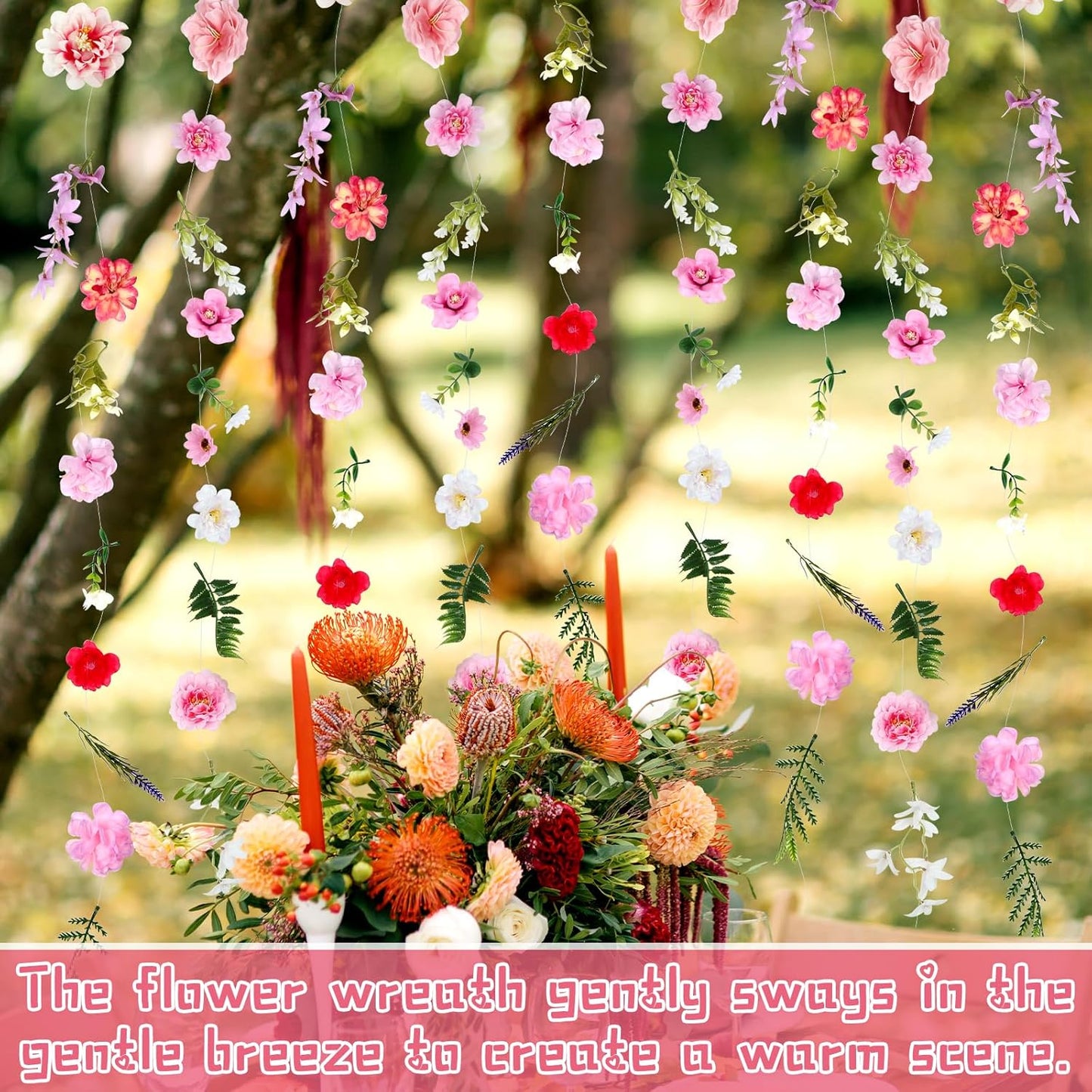 6 PCS 35.4 ft Artificial Hanging Flower Garland, Floral Vines Hanging Flowers for Decoration with Hooks, Wildflower Garland for Wedding Party Background, Birthday, Baby Shower, Home, Garden