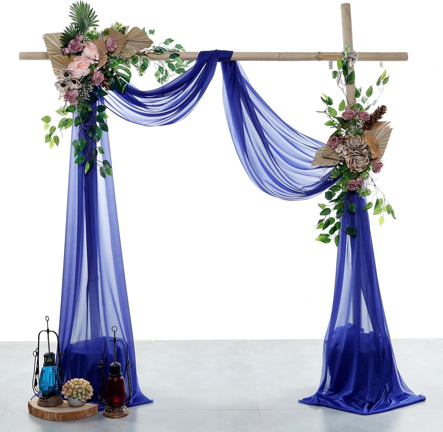 VDS Pack of 1 Panel (30 Inch X 50 Feet) Wedding Arch Draping Fabric Sheer Chiffon Fabric Drapery for Wedding Ceremony Reception Swag Backdrop Canopy Chuppah ARBO Altars Decoration (Royal Blue)