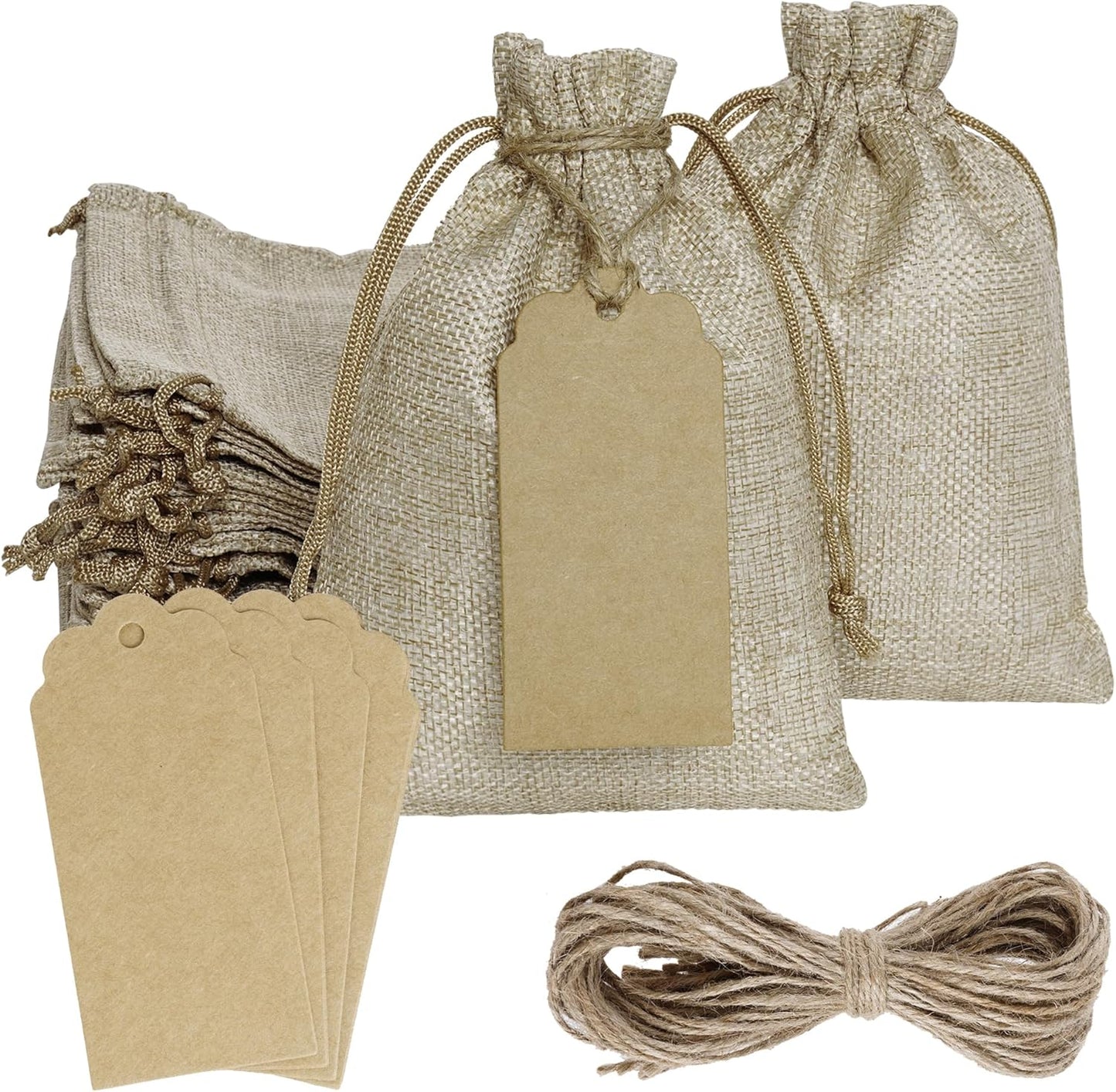 Yymobt 25PCS Burlap Bags with Drawstring, Reusable Burlap Favor Bag 5 x 7’’ Small Party Sacks for DIY Craft, Party, Christmas, Wedding, Festival Presents Bulk Bags