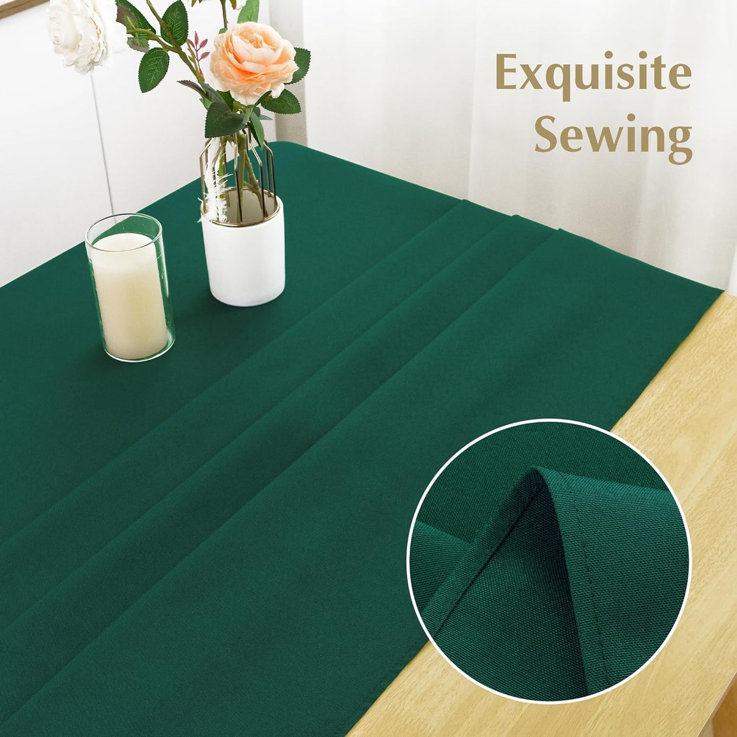2 Pack Square Table Cloth 52X52 Inch Green Tablecloth Washable Polyester Solid Dining Table Cover for Birthday Party Dinner Holiday Outdoor Indoor